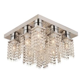 Apliqa Peter 9'lu Krom Kristalli Taşlı Modern Tasarım Kristal Salon Avize