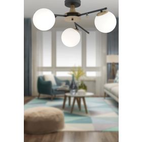 Apliqa Peyda 3'lü Siyah Eskitme Bal Camlı Modern Koridor Yatak Odası Salon Avize