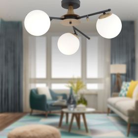 Apliqa Peyda 3'lü Siyah Eskitme Beyaz Camlı Modern Koridor Yatak Odası Salon Avize