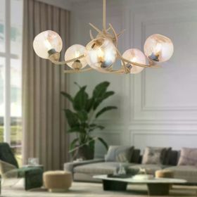 Apliqa Pireal 5'li Yuvarlak Eskitme Bal Camlı Modern Avize