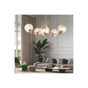 Apliqa Pireal 5'li Yuvarlak Eskitme Bal Camlı Modern Avize