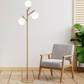 Apliqa Renji Eskitme Beyaz Üçlü Modern Tasarım Metal Lambader