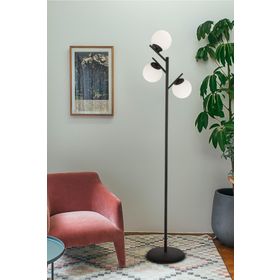 Apliqa Renji Siyah Beyaz Üçlü Modern Tasarım Metal Lambader