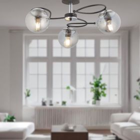 Apliqa Rodonit 3'lü Siyah Krom Füme Camlı Modern Sarkıt