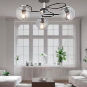 Apliqa Rodonit 3'lü Siyah Krom Füme Camlı Modern Sarkıt