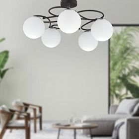 Apliqa Rodonit 5'li Siyah Krom Beyaz Camlı Modern Sarkıt