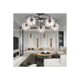 Apliqa Rodonit 5'li Siyah Krom Füme Camlı Modern Sarkıt Genç Odası Yatak odası Retro Salon Avize