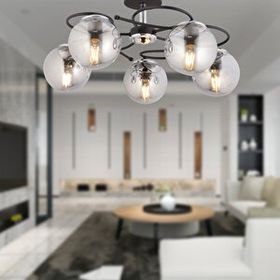 Apliqa Rodonit 5'li Siyah Krom Füme Camlı Modern Sarkıt Genç Odası Yatak odası Retro Salon Avize