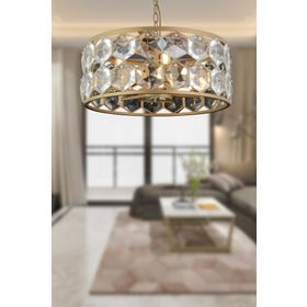 Apliqa Roman 5'li Yuvarlak Eskitme Kristalli Taşlı Modern Tasarım Kristal Salon Avize