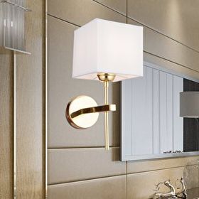 Apliqa Rory Tekli Beyaz Şapkalı Gold Duvar Lambası Yatak Odası Için Modern Aplik