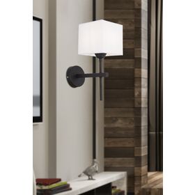 Apliqa Rory Tekli Beyaz Şapkalı Siyah Duvar Lambası Yatak Odası İçin Modern Aplik