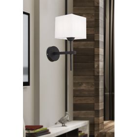 Apliqa Rory Tekli Beyaz Şapkalı Siyah Duvar Lambası Yatak Odası İçin Modern Aplik