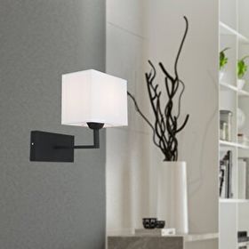 Apliqa Rylee Tekli Beyaz Şapkalı Siyah Duvar Lambası Yatak Odası İçin Modern Aplik