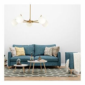Apliqa Sara Eskitme Boyalı Beyaz 5 Li Camlı Salon Avize