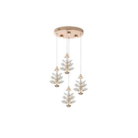 Apliqa Serap 4'lü 39 Watt 3000K Yuvarlak Gold Kristal Taşlı Ledli Salon Avize
