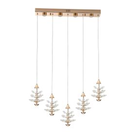 Apliqa Serap 5'li 62 Watt 3000K Sıralı Gold Kristal Taşlı Ledli Salon Avize