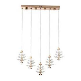 Apliqa Serap 5'li 62 Watt 3000K Sıralı Gold Kristal Taşlı Ledli Salon Avize