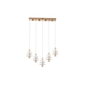 Apliqa Serap 5'li 62 Watt 3000K Sıralı Gold Kristal Taşlı Ledli Salon Avize