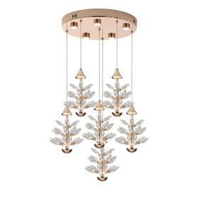 Apliqa Serap 6'lı 65 Watt 3000K Yuvarlak Gold Kristal Taşlı Ledli Salon Avize