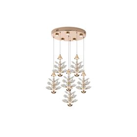 Apliqa Serap 6'lı 65 Watt 3000K Yuvarlak Gold Kristal Taşlı Ledli Salon Avize