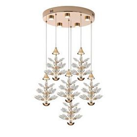 Apliqa Serap 6'lı 65 Watt 3000K Yuvarlak Gold Kristal Taşlı Ledli Salon Avize