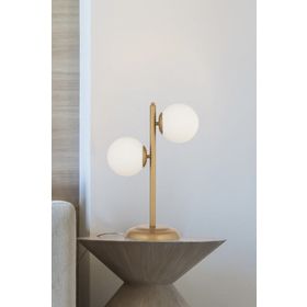 Apliqa Siena 2'li Eskitme Boyalı Beyaz Camlı Masa Lambası Modern Tasarım Yatak Odası Salon Abajur