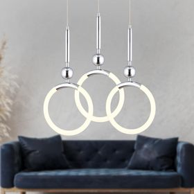 Apliqa Struer Yuvarlak Krom Ledli 69 W Modern Koridor-Yatak Odası-Salon Sarkıt 3'lü Led Avize