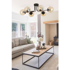 Apliqa Tanyer 6 Lı Siyah Salon Avize