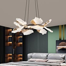 Apliqa Taran 50'lik Siyah Gold Çiçek Desenli 60 Watt Yuvarlak Modern Salon Led Avize