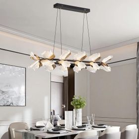 Apliqa Taran Sıralı Siyah Gold Çiçek Desenli 120 Watt Led Avize