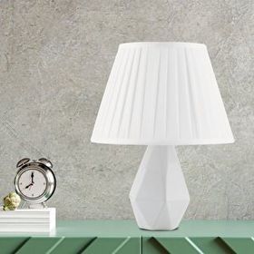 Apliqa Tardu Beyaz Şapkalı Beyaz Seramik Salon Yatak Odası Tasarım Abajur