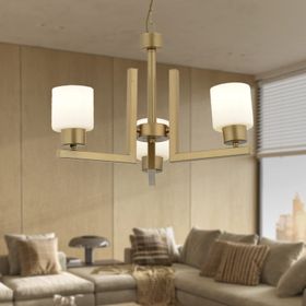 Apliqa Torqu Üçlü Eskitme Boyalı Beyaz Camlı Avize