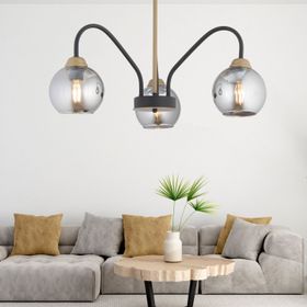 Apliqa Ulrika 3'lü Siyah Eskitme Füme Camlı Modern Mutfak Yatak Odası Salon Avize