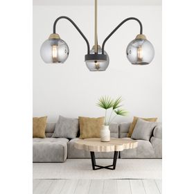 Apliqa Ulrika 3'lü Siyah Eskitme Füme Camlı Modern Mutfak Yatak Odası Salon Avize