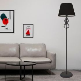 Apliqa Vance Siyah Şapkalı Siyah Modern Tasarım Ayaklı Abajur Lamba Metal Lambader