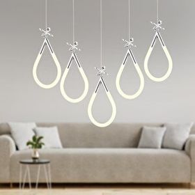 Apliqa Vojens 5'li Sıralı Krom Ledli 67 Watt Kelebek Detaylı Modern Koridor Yatak Odası Salon Sarkıt Led Avize