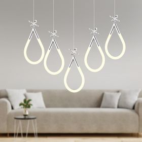 Apliqa Vojens 5'li Sıralı Krom Ledli 67 Watt Kelebek Detaylı Modern Koridor Yatak Odası Salon Sarkıt Led Avize