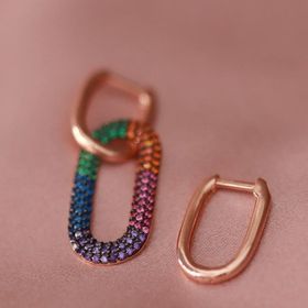 APM Monaco Renkli Zirkon Taşlı Rose Gold Kaplama Gümüş Küpe