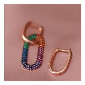 APM Monaco Renkli Zirkon Taşlı Rose Gold Kaplama Gümüş Küpe