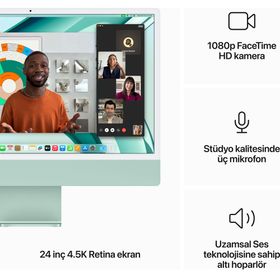 Apple iMac MQRA3TU/A M3 8CPU 8GPU 8GB RAM 256GB SSD macOS 24 inç Yeşil All in One Bilgisayar 