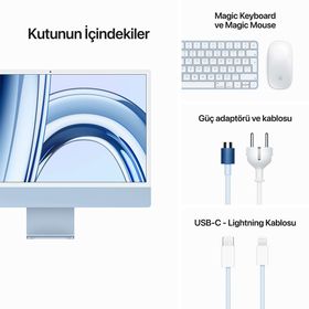 Apple iMac MQRC3TU/A M3 8CPU 8GPU 8GB RAM 256GB SSD macOS 24 inç Mavi All in One Bilgisayar 