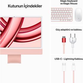 Apple iMac MQRD3TU/A M3 8CPU 8GPU 8GB RAM 256GB SSD macOS 24 inç Pembe All in One Bilgisayar