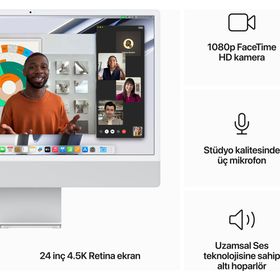 Apple iMac MQRK3TU/A M3 8CPU 10GPU 8GB RAM 512GB SSD macOS 24 inç Gümüş All in One Bilgisayar 