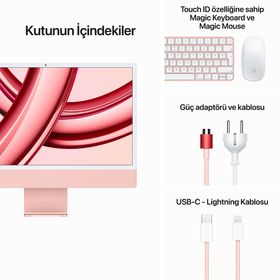 Apple iMac MQRU3TU/A M3 8CPU 10GPU 8GB RAM 512GB SSD macOS 24 inç Pembe All in One Bilgisayar 