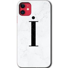 Apple iPhone 11 Beyaz Mermer Desenli I Harfi Baskılı Uyumlu Silikon Kılıf
