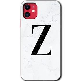 Apple iPhone 11 Beyaz Mermer Desenli Z Harfi Baskılı Uyumlu Silikon Kılıf