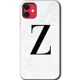 Apple iPhone 11 Beyaz Mermer Desenli Z Harfi Baskılı Uyumlu Silikon Kılıf