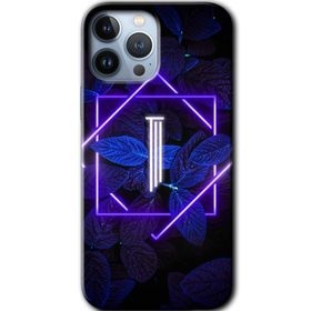 Apple iPhone 11 Pro Max Dark Neon Yaprak I Harfi Baskılı Uyumlu Silikon Kılıf
