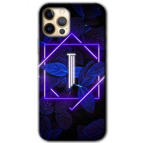 Apple iPhone 11 Pro Max Dark Neon Yaprak I Harfi Baskılı Uyumlu Silikon Kılıf