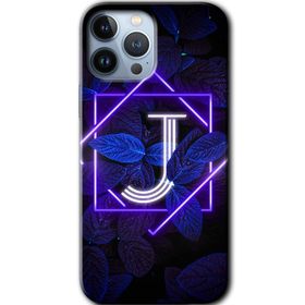 Apple iPhone 11 Pro Max Dark Neon Yaprak J Harfi Baskılı Uyumlu Silikon Kılıf